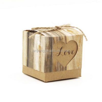 China Disposable Rustic Wedding Bridal Shower Favor Boxes Hearts in Love Party Kraft Candy Box for sale