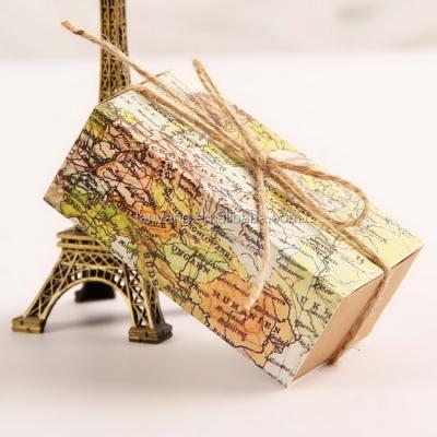 China Disposable Around The World Map Favor Box Wedding Candy Boxes Baby Shower Decoration Kraft Paper Boxes for sale