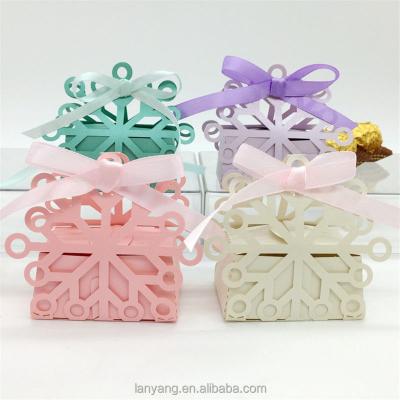 China Disposable Personalized Laser Cut Candy Boxes Gift Wedding Favor Box + Ribbon for sale