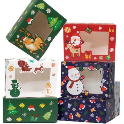 China Recyclable Christmas Cookie Boxes With Present Window Bakery Candy Treat Boxes Cardboard Christmas Food Boxes Holiday Design for sale