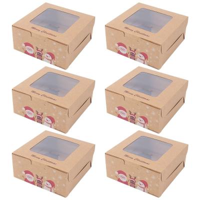 China Recyclable Christmas Cupcake Box Window Cupcake Container Cupcake Case For Party Gift Xmas for sale