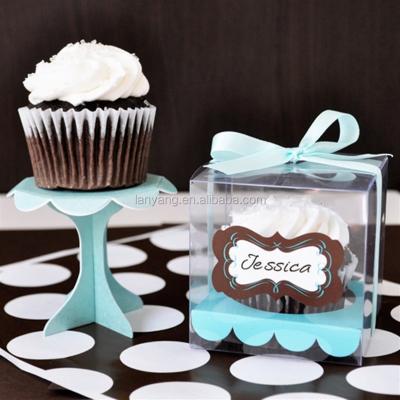 China Disposable transparent cupcake box clear cake box with sticker and insert wedding cupcake box more colors for sale