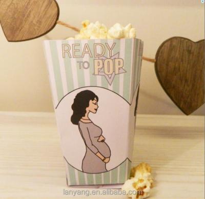 China Aseptic Printable Baby Shower Favor Box Template Ready To Pop Striped Popcorn Box - Baby Boy Or Girl DIY Gift Container New for sale