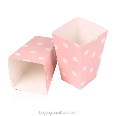 China Eco-Friendly Polka Dot Popcorn Box-Pop Corn Scoop Favor Box Light Pink Gift Supplies Pink Bridal Shower Birthday Favor Boxes for sale