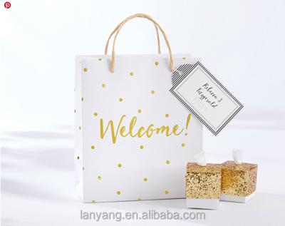 China Gift & Craft Gold Foil Dot Welcome Bags Shopping Bags Wedding Favors Shower Gift Bridesmaid Paper Bridal Gifts for sale