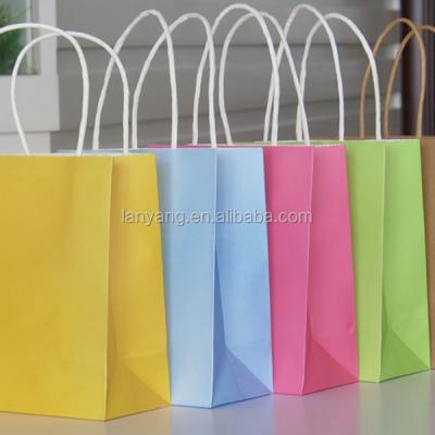 China Recyclable Custom Small Kraft Paper Bags For Shopping Colorful Paper Bags For Clothes Package for sale