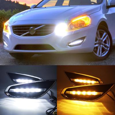 China 1Set DRL LED Daytime Running Lights Daylight Fog Lamp Cover With Turn Signal For Volvo S60 2009 2010 2011 2012 2013 V8 for sale