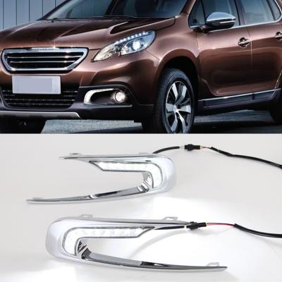 China 1Pair LED DRL Daytime Running Lights Daylight Fog Light Cover Headlamp For Peugeot 2008 2014 2015 2016 B10 for sale