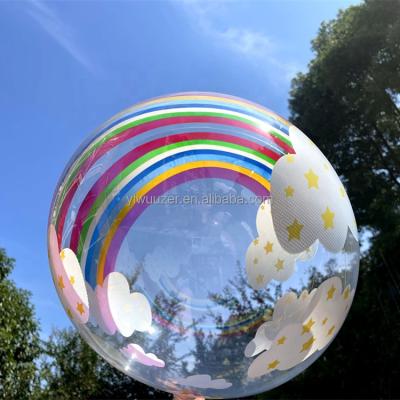 China Gift Toy Uzer Feliz Dia's Bubble Globos Scam LED Clear Spanish Bubble PVC Balloons For Party Decoration for sale