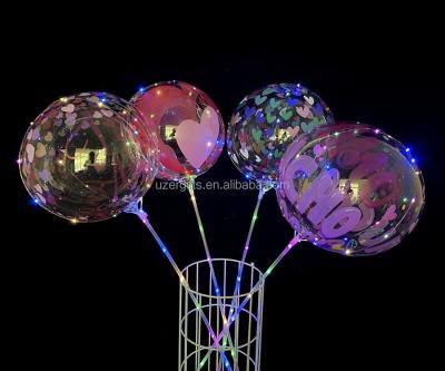 China Gift Toy Uzer Te Amo's Bubble Globos Scam LED Clear Spanish Bubble PVC Balloons For Party Decoration for sale