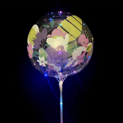 China Toy Uzer New Arrival 20 inch Gift Printed Unicorn Clear PVC LED Bobo Plastic Balloons for sale