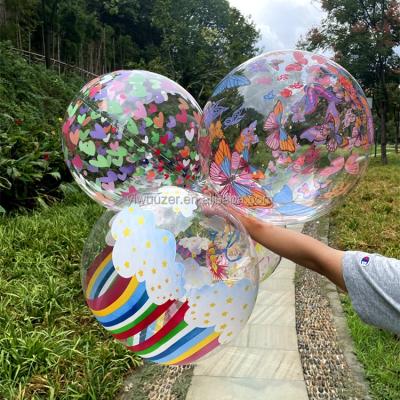 China 20 Inch Bobo Balloon Clear Transparent Round Helium Party Decoration Shape Bubble Balloons For Stuffing for sale