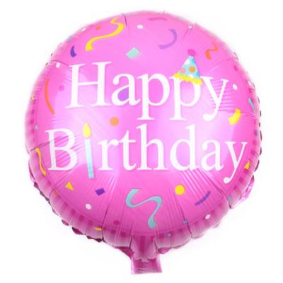 China Gift Toy Party Supplies Aluminum Round Shape 18 Inch Helium Foil Happy Birthday Balloons for sale