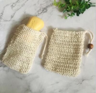 China Eco-Friendly Ready To Ship Cotton Jute Foam Sisal Soap Wholesale Exfoliating Bamboo Bag for sale