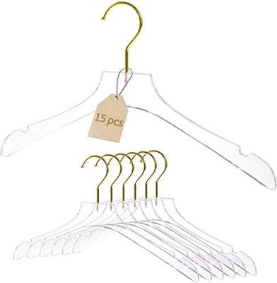 China Crystal Transparent Traditional Elegant Clear Acrylic Hanger With Gold Hook for sale