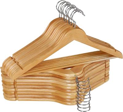 China 2021 Wholesale Natural Color CLASSIC Clothes Wooden Coat Hangers for sale