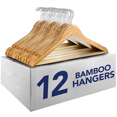 China Traditional Eco - Friendly Bamboo Hangers For Coat Space Saving Bamboo Hanger for sale