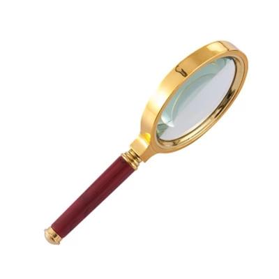 China Portable Magnifier 60mm 70mm 80mm Handheld 5X Magnifier Retro Glass 90mm Handheld Magnifying Glass for sale