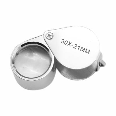 China 30X Times 21MM Glass Metal Folding Recognition Precision Diamond Glass Magnifier, Jewelers Loupe, Jewelry Loupe for sale