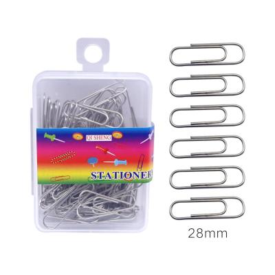 China Iron Silver Paper Clip 28mm 100pcs in Plastic Box, Paper Clip Holder for Office Supplies Desk Organizer for sale