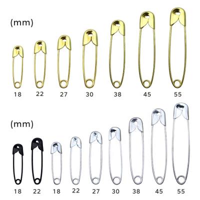 China Black Galvanized Iron, Gold Silver Color Metal Badge Clip Safety Pin With Various Sizes Safety Pin Factories With Butterfly Mark for sale