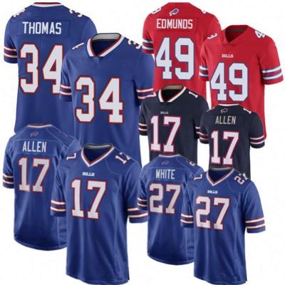 China Sets 17 Josh Allen Jersey 34 Thurman Thomas 27 Tre'davious Football White Jerseys for sale