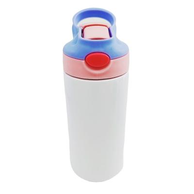 China American Style Wholesale 12oz 350Ml Stainless Steel Vacuum Straight White Sublimation Kids Flip Top Water Bottle Tumbler with Spout Straw Lid for sale