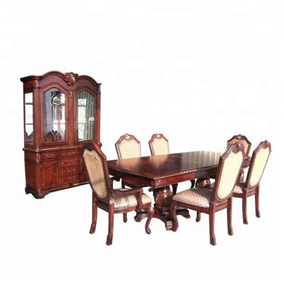 China European Elegant Solid Wood Classic 6 Seater Wooden Dining Table Set for sale