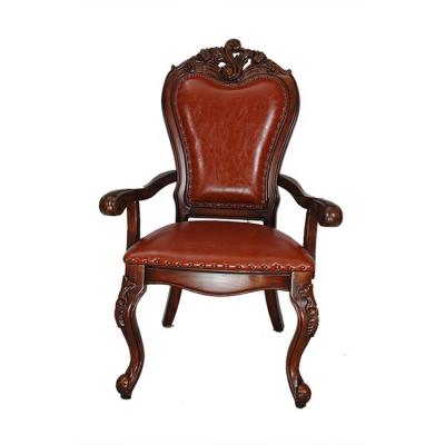 China Custimized Factory Wholesale Popular Promotion Red Brown PU Leather and Solid Wood Dining Modern Chair Durable Chair for sale