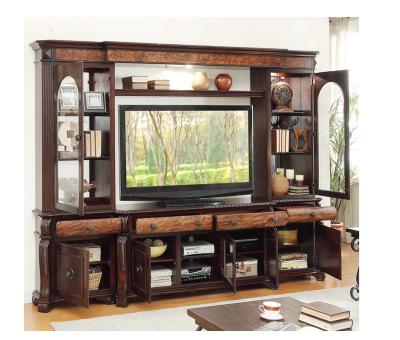 China China MZFD Cozy OEM Factory Wooden Furniture Customized Big Size Brown TV Cabinet Antique TV Stands Living Room Cabinet for sale