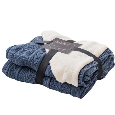 China PORTABLE Luxury Cable Knit Blanket Sherpa Throw Blanket Sweater Style Manufacturer for sale