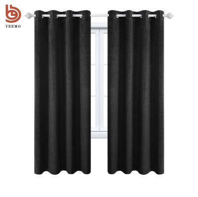 China 100% Warm Current Ready Blackout Polyester Blackout Wholesale And Retail Waterproof Fleece Grommet Solid Window Curtain For Living Room for sale