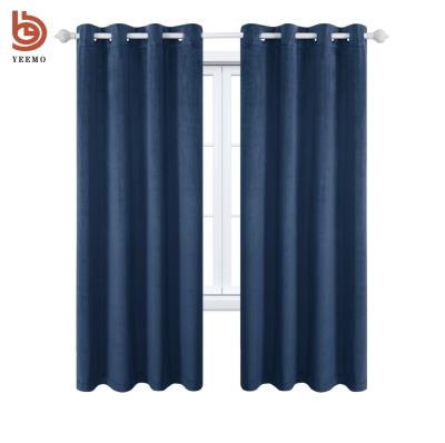 China 100% Warm Current Ready Blackout Polyester Blackout Wholesale And Retail Waterproof Fleece Grommet Solid Window Curtain For Living Room for sale