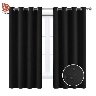 China 100% Warm Current Ready Blackout Polyester Blackout Solid Waterproof Grommet Window Curtain Wholesale And Retail For Living Room for sale