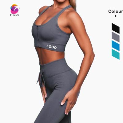 China Free Sample Breathable Women's High Waisted Sports Bra Workout Set 2 Pieces Yoga Suit Breathable Tracksuit for sale