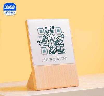 China Cheap Recycled Acrylic Shop Sign Holder Coffee Shop Advertising QR Code Label Label Price Tag Menu Rack Wooden Display for sale