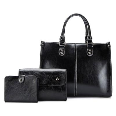 China Fashionable Wholesale Leather Tote Bags Set Luxury Bag Women Handbag Set for sale