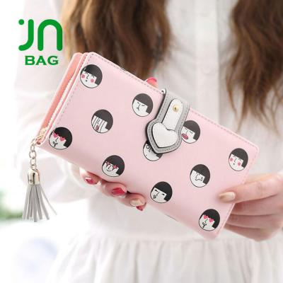 China JIANUO hand anti-theft purse for women smile face print lady purse women wallet for sale