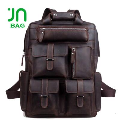 China JIANUO Waterproof Backpack High Quality Crazy Horse Leather Backpack Men for sale