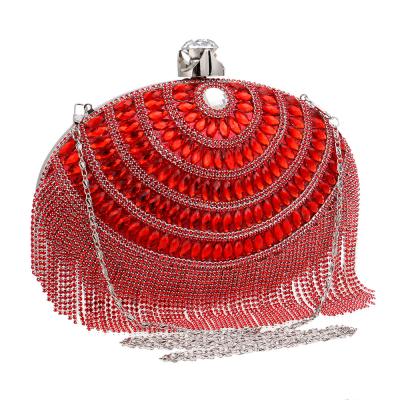 China JIANUO Beaded Beaded Women Clutch Bags 2020 Red Rhinestone Evening Clutch Bags for sale