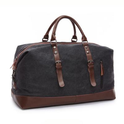 China JIANUO Vintage Travel Bag Fashion Canvas Leather Weekend Travel Bag for sale