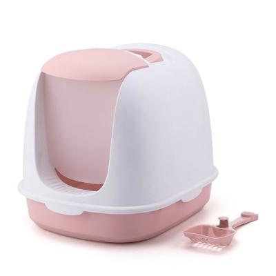 China Hot Selling Sustainable Design Cat's Litter Box Cleaning Large Plastic Openable Enclosed Cat's Litter Box for sale