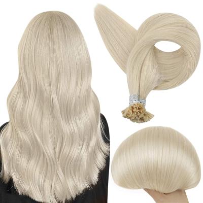 China Silky Straight Wave 1 Gram Per Strand Color 60 Platinum Blonde Remy Human Hair Extensions Keratin U Tip for sale