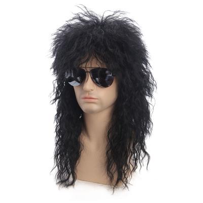 China Long Curly Hair Punk Wigs 80s Synthetic Hair Cosplay Wigs Men Heavy Metal Wig for sale