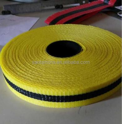 China Safety warninig polypropylene yellow and black woven barricade tape for sale