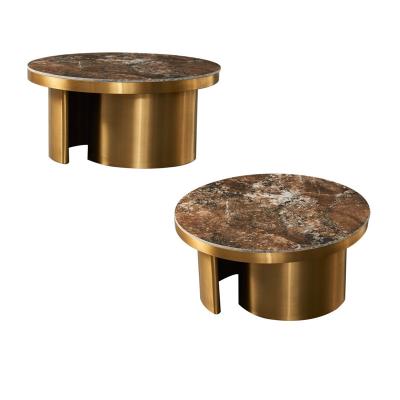 China Gold Titanium Keramik Marmor Nordic Kaffeetafel rund Minimalist zu verkaufen