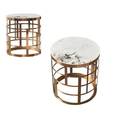 China Gridline type Nordic Coffee Table Minimalist Gold Marble Roestvrij staal basis Te koop