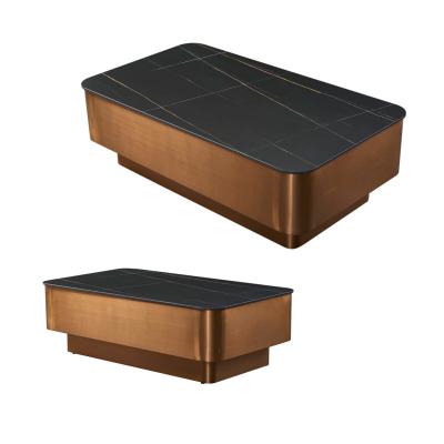 China Elegante lateral de mármore cerâmica mesa de café 450mm altura cerâmica retangular à venda