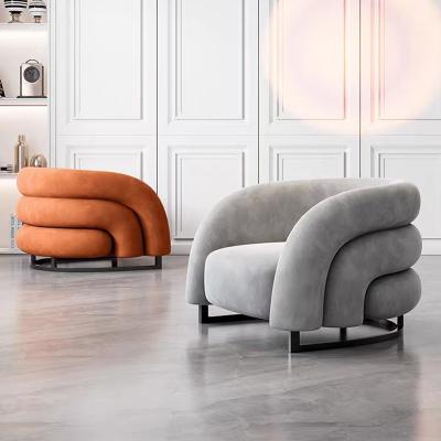 China Vibrant regenboog stoffen recliner fauteuil, Curve Plush fluweel fauteuil Te koop