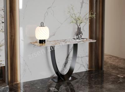 China Luxo Luz Cerâmica Branca Mármore Top Console Mesa Oval Base oca à venda